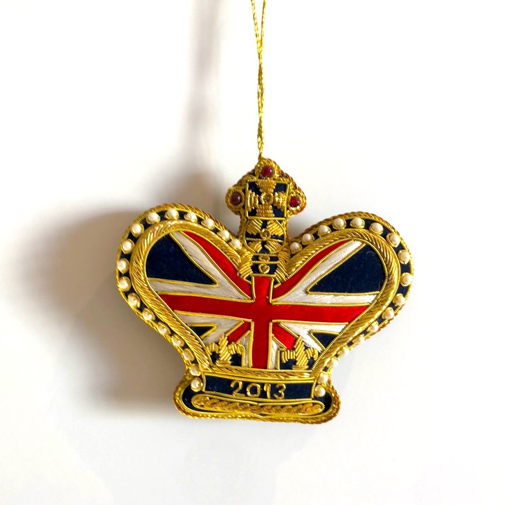 Vintage embroidered and beaded Christmas Tree ornament of  British flag